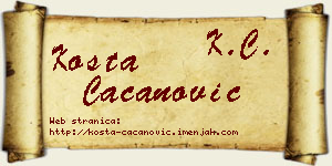 Kosta Cacanović vizit kartica